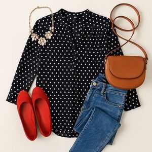 ✨ H&M Black & White Polka Dot Blouse (Size S) ✨